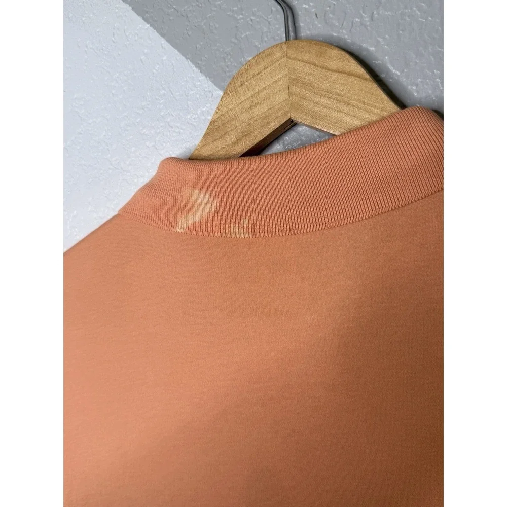 Polo Ralph Lauren Mens Large Polo Shirt Peach Orange Cotton Mesh Pony Logo Golf